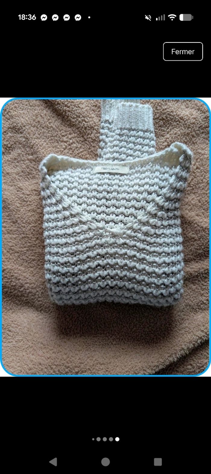 Pull Teddy Smith blanc & argenté - Taille 12 ans - État impeccable - photo numéro 9