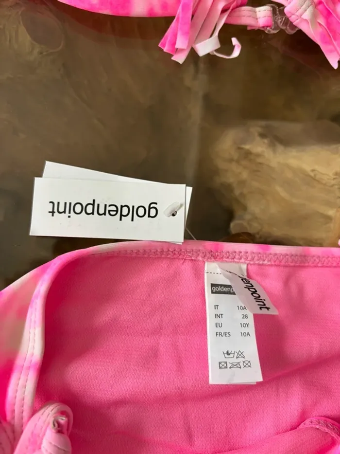 Maillot de bain 2 pièces Goldenpoint rose blanc 10 ans - photo numéro 4