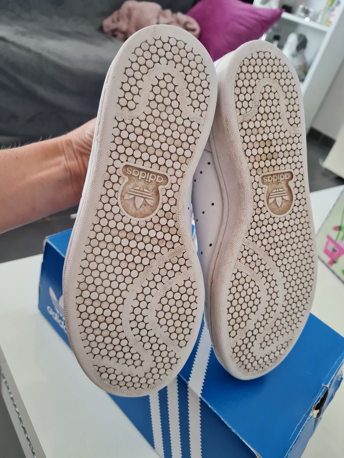 Adidas stansmith blanche et orange fluo - photo numéro 6