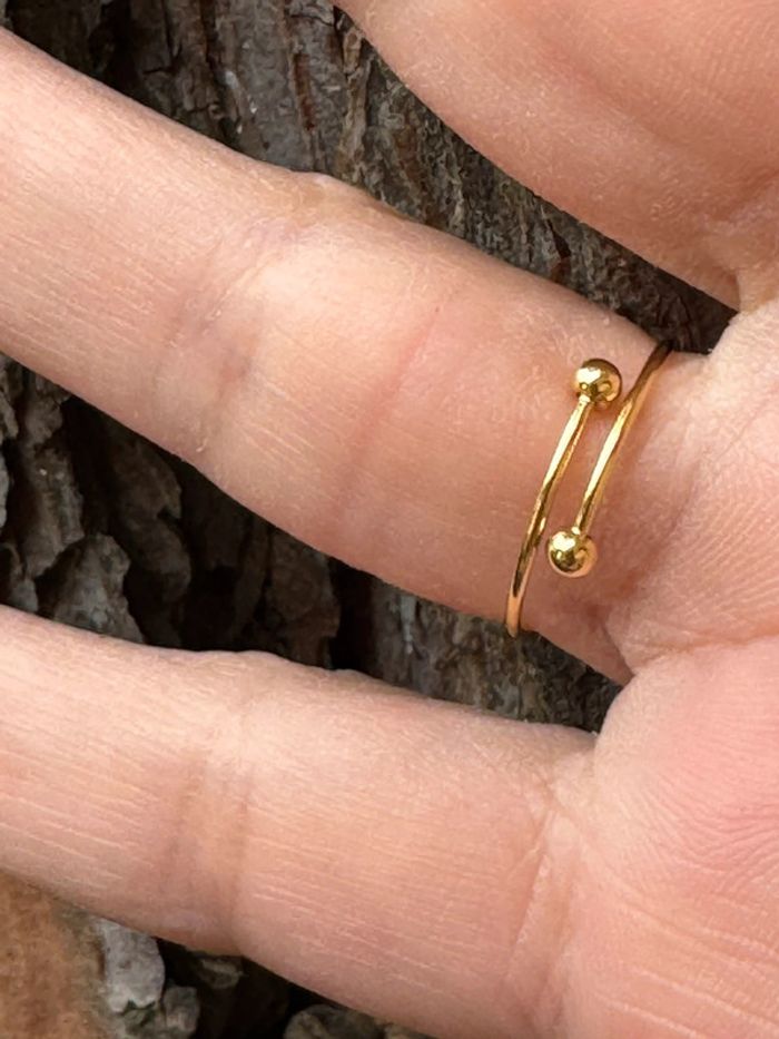 Bague réglable acier inoxydable or lien croisés cristaux - photo numéro 3