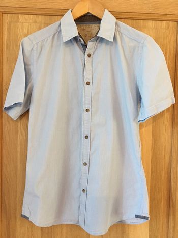 Chemise manches courtes homme Devred blanc et bleu à rayures