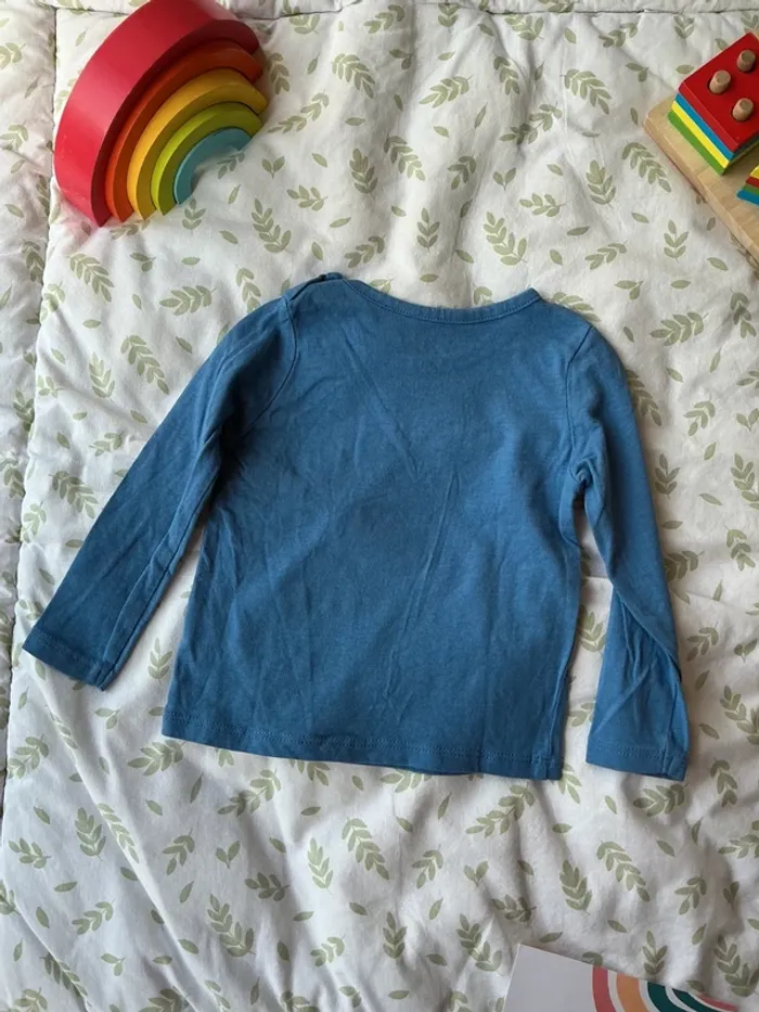 teeshirt manches longues bleu inscription devant 12 mois NPO - photo numéro 4