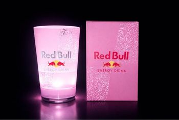 Verre lumineux redbull à led Rose Clair
