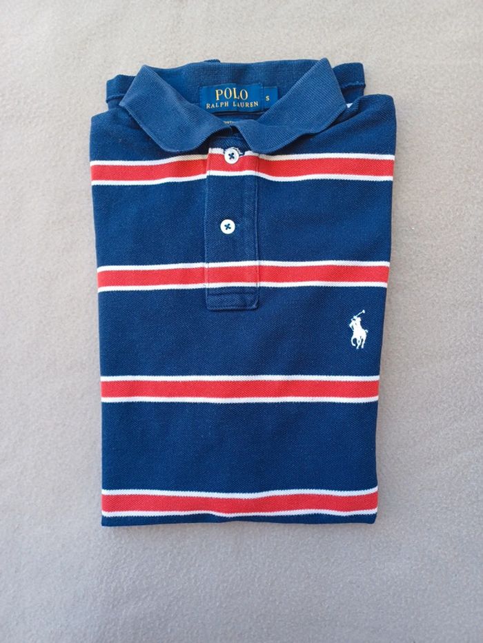 Polo Ralph Lauren Marine avec rayures rouge et blanc taille S