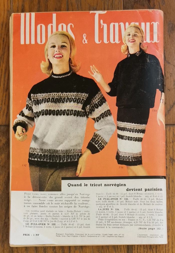 Ancien magazine 1961 Modes et travaux avec 3 patrons + supplément n°731 vintage - photo numéro 19