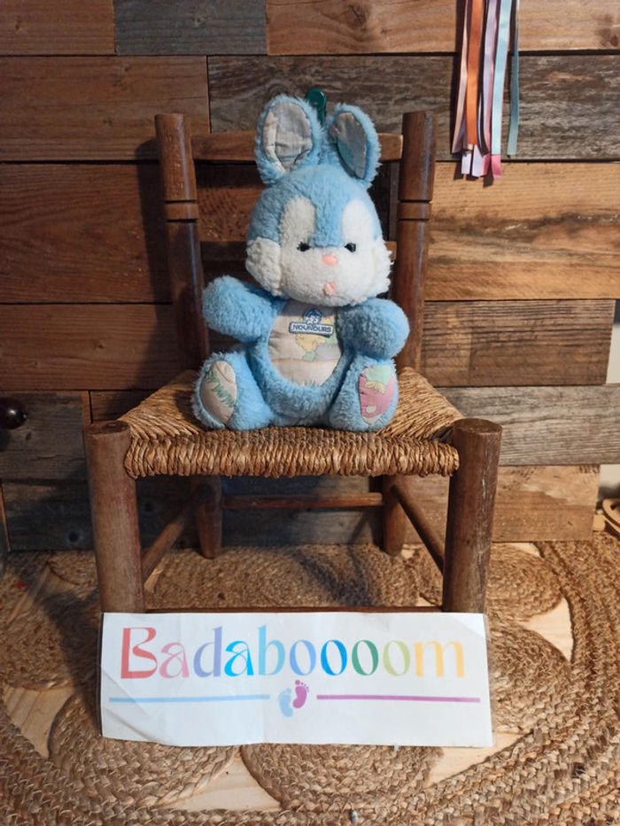 Peluche lapin bleu Nounours vintage