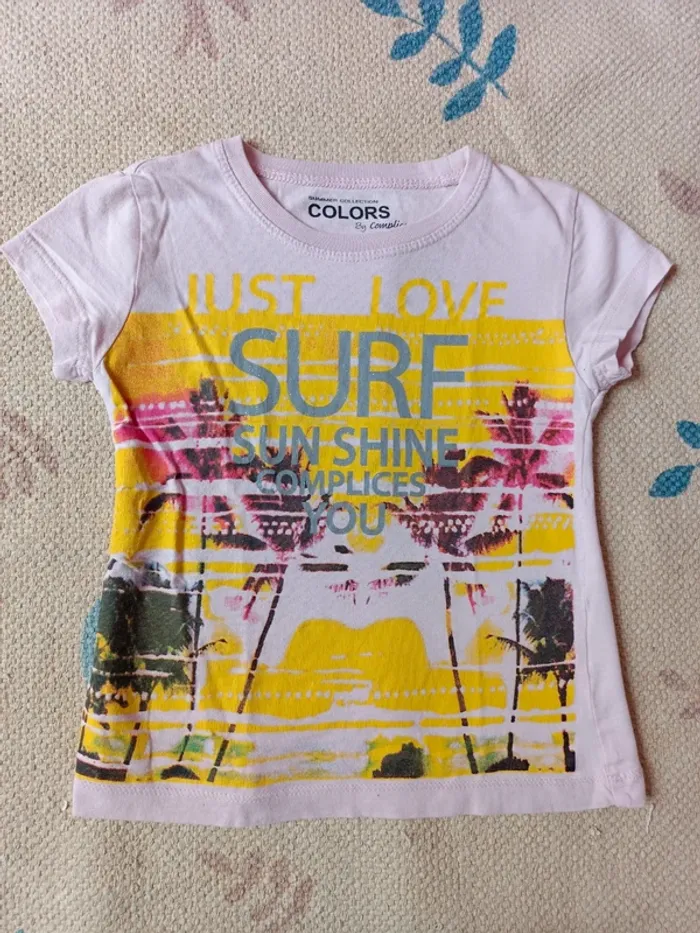 T-shirt rose 5 ans surf sun shine complices