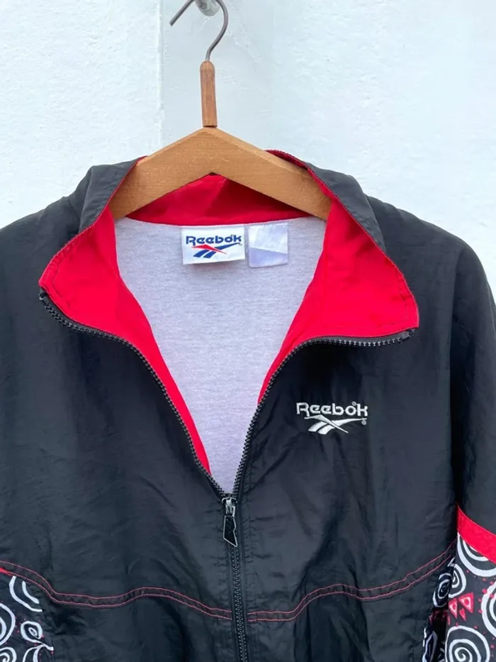 Reebok vintage black red track jacket windbreaker Veste coupe-vent Womens Size L - photo numéro 10