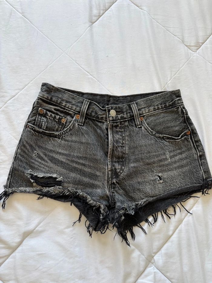Levi’s 501 vintage court mini destroy W27 / 36‑38 S/M – mi taille gris foncé style cut off - photo numéro 3