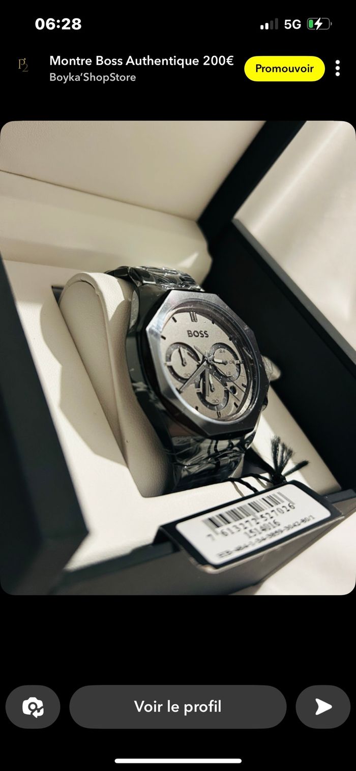 MONTRE CHRONOGRAPHE EN ACIER PLAQUÉ NOIR AVEC BRACELET À MAILLONS - photo numéro 3