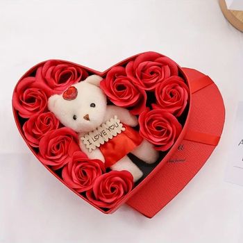 Boîte Cadeau de Rose en Forme de Cœur