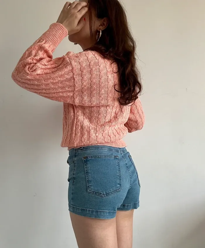 Pull vintage années 80 brodé à rubans taille S - photo numéro 5