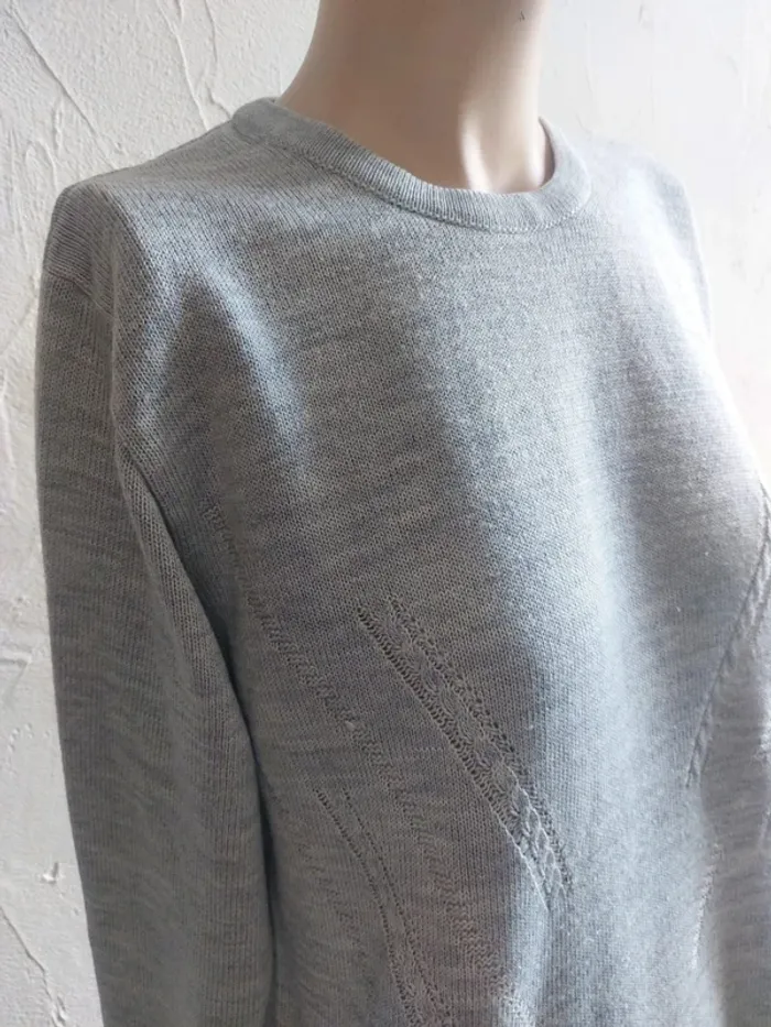 Pull en maille gris à manches longues - photo numéro 4