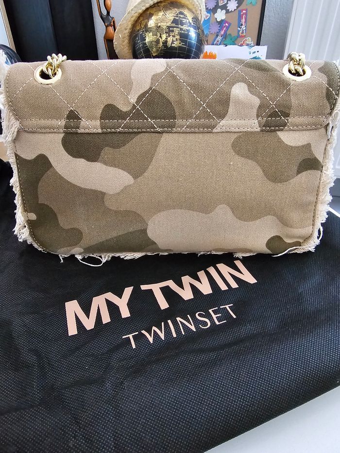 Superbe sac tissu camouflage et bleu twinset neuf - photo numéro 4