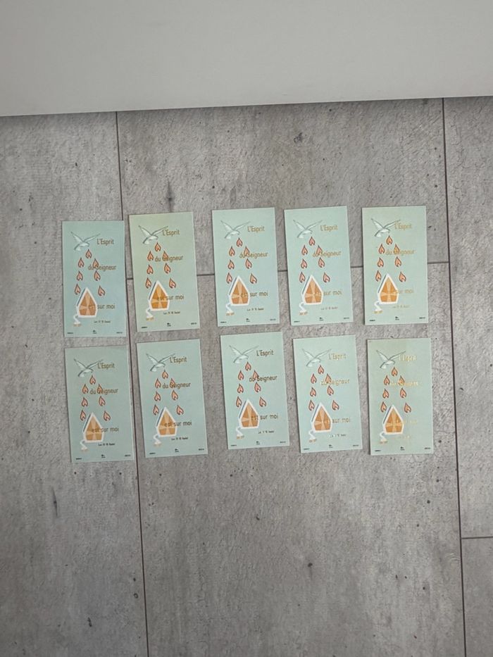 Lot 10 cartes catholiques flammes - photo numéro 3