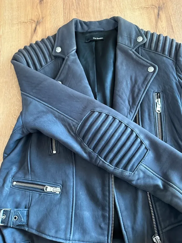 Perfecto The Kooples gris bleu taille 40 en daim - photo numéro 8