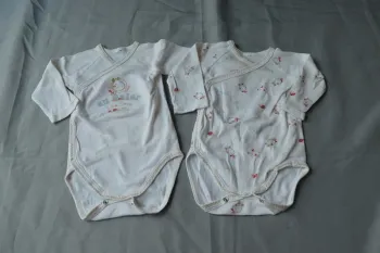 Lot 2 Bodies Absorba Bébé Coton Blanc 3-6 mois