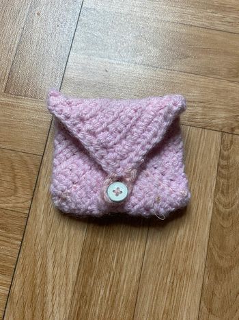 Pochette laine à cartes ou porte monnaie fait main