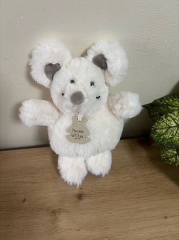 Neuf doudou souris blanc taupe boulidoux 20 cm histoire d ours