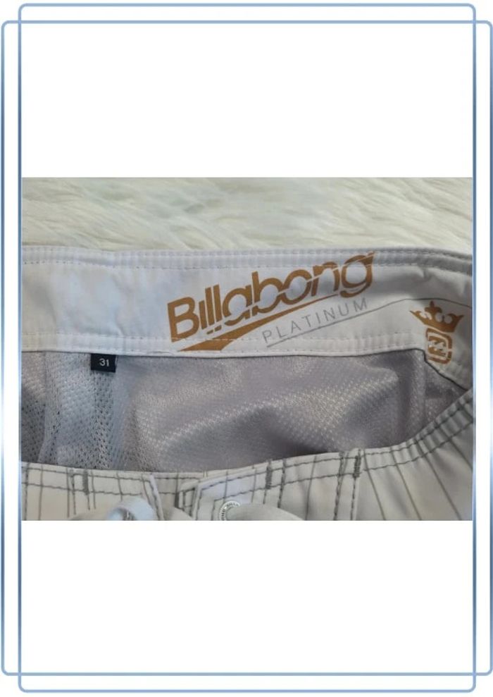 Boardshort Billabong Homme – Taille 31 – Blanc rayé broderie or/argent (598) - photo numéro 9