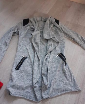 Gilet asymétrique gris noir 10ans