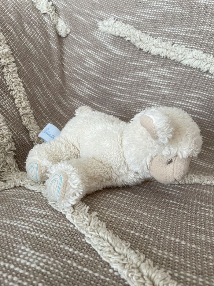 Peluche doudou 20cm pediatril mouton brebis agneau allongé blanc très bon état - photo numéro 3
