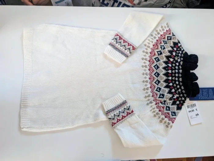 Robe pull laine motif jacquard Cyrillus 4 ans neuf - photo numéro 3