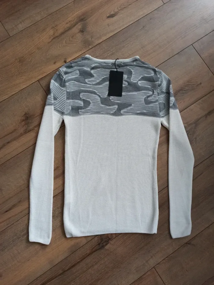 Pull blanc et gris barbossa homme manches longues M - photo numéro 4