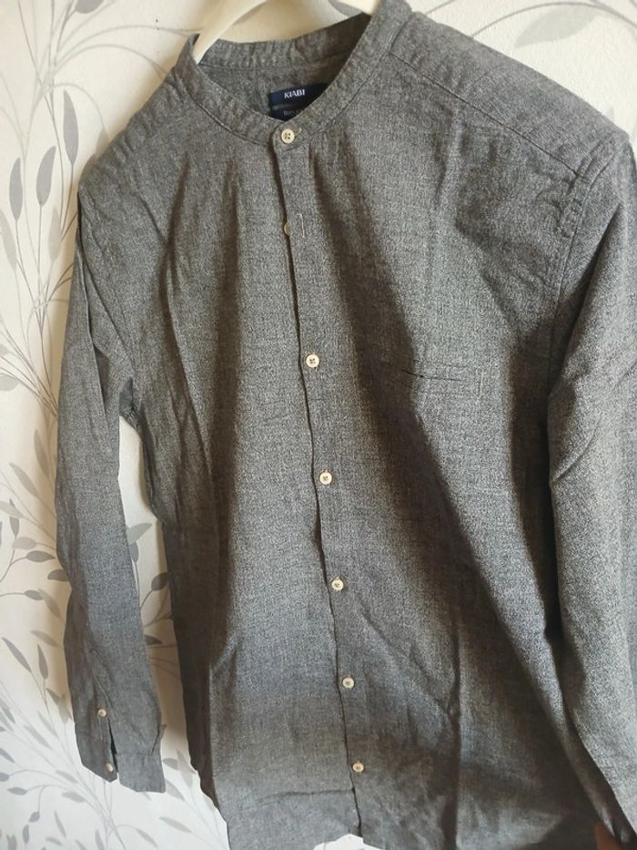 🍍 Chemise sans col kiabi grise taille M - photo numéro 2