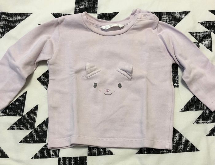 Pull chat couleur lilas Mango 3-6 mois