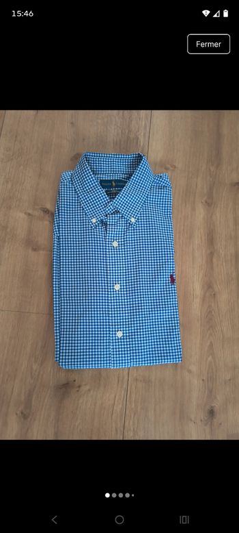 Chemise Homme Ralph Lauren Bleue à Carreaux - Taille L - Custom Fit neuf sans étiquette