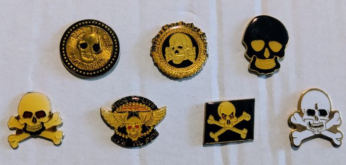 Lot de 7 pin's thème bikers, crânes