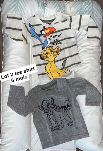 Lot 2 tee shirt manches longues simba roi lion 6mois Disney primark