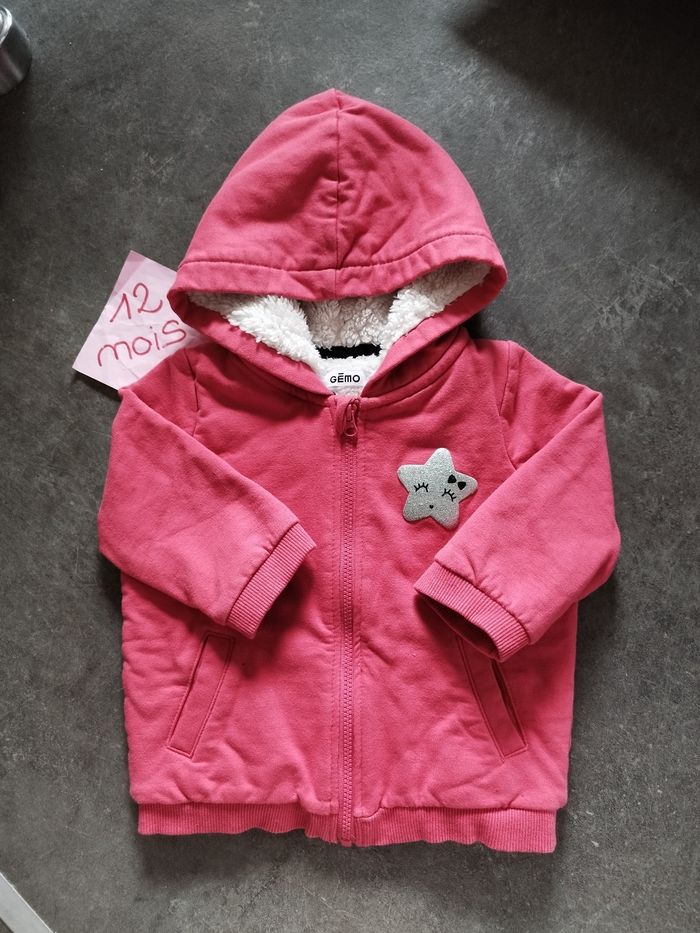 Veste rose molletonnée 12 mois