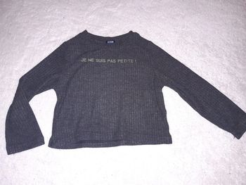 T-shirt epais 3 ans gris chiné je ne suis pas petite texte
