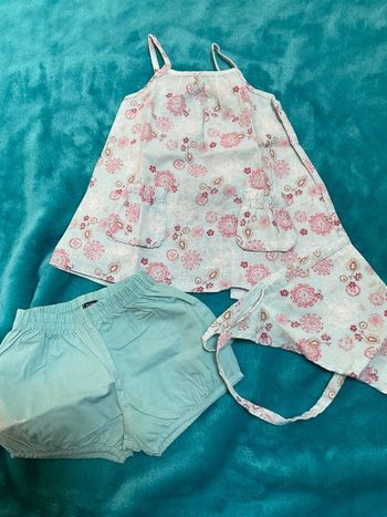 ensemble 3 pièces short haut foulard terre de marins 6 mois tbe