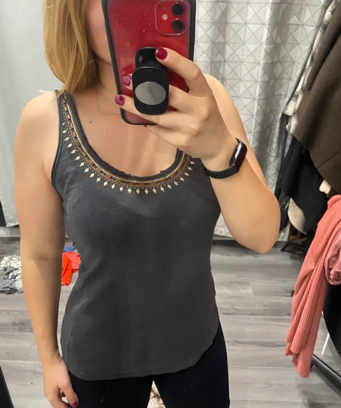 Débardeur bleu foncé gris perles