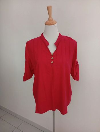 Coline - Blouse rouge taille L | Coton / manches 3/4