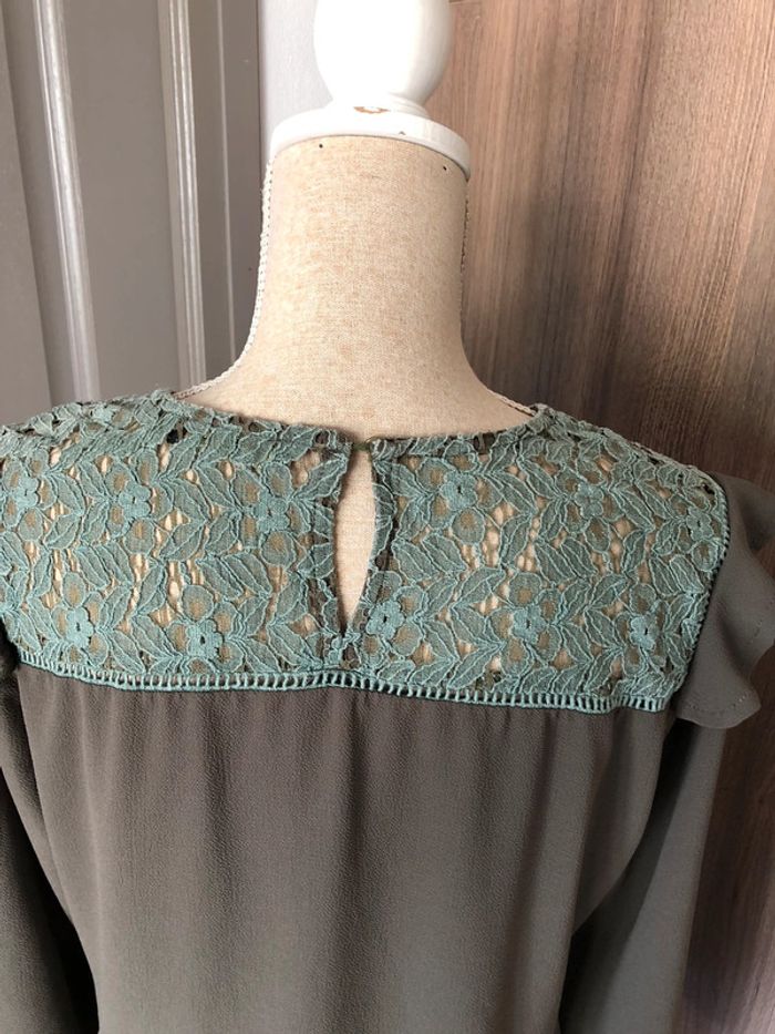 Robe été taille 40 vert et dentelles impeccable - photo numéro 4