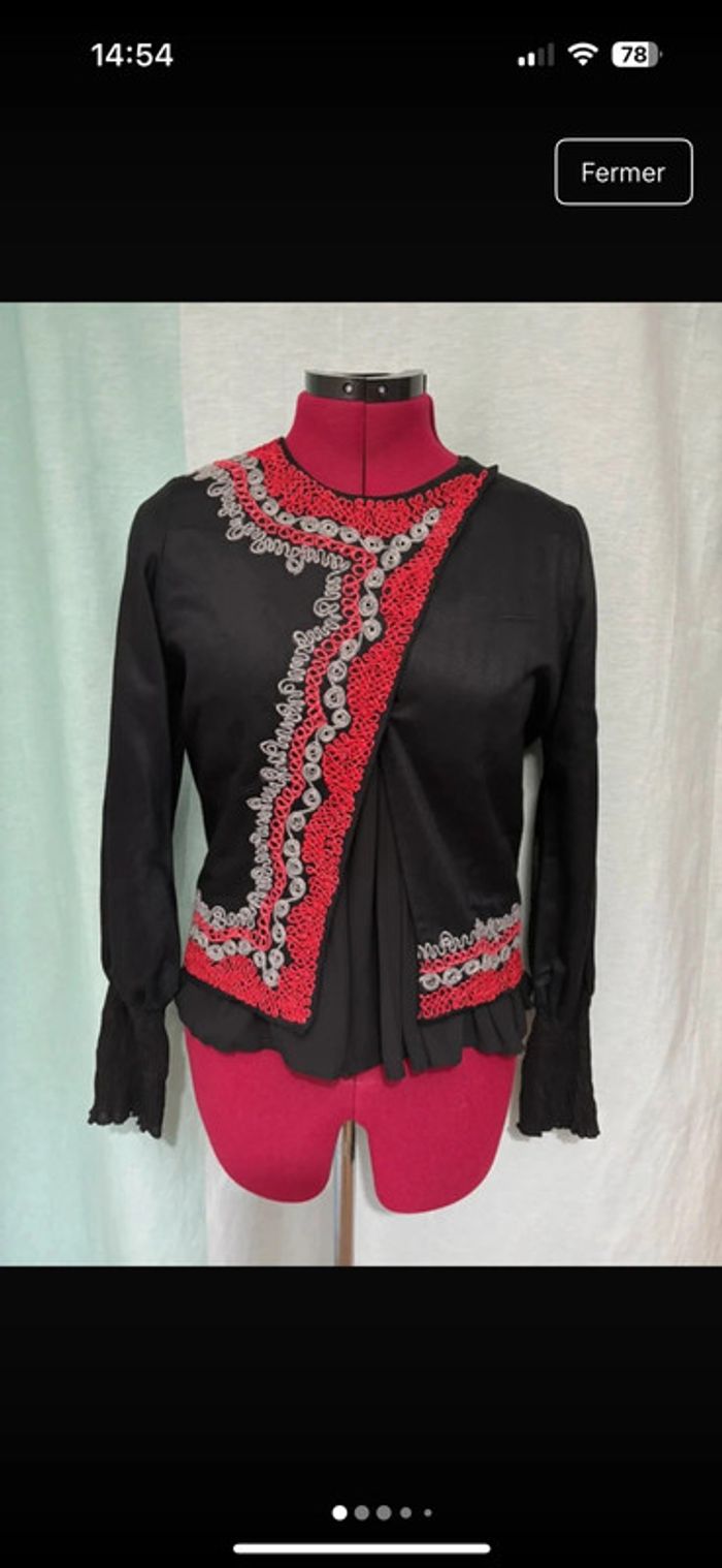 Superbe veste chic noire avec broderies Yokana S/36