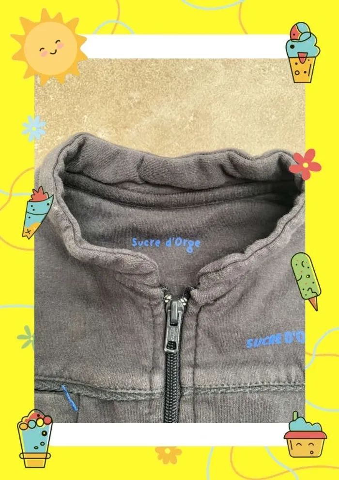 Gilet zippé gris foncé Sucre d'Orge 3 mois - photo numéro 3