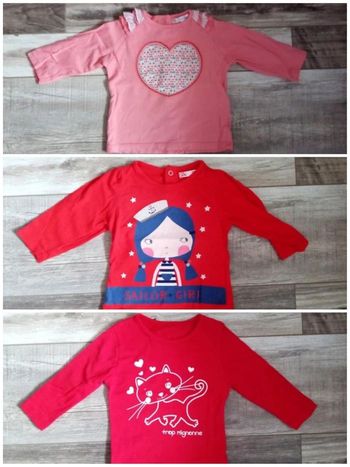 Lot t shirt fille manches longues taille 9 mois 