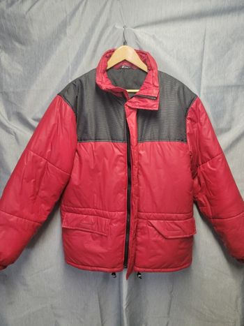 Manteau K-Way vintage épais – Taille L – Rouge & noir – Très bon état