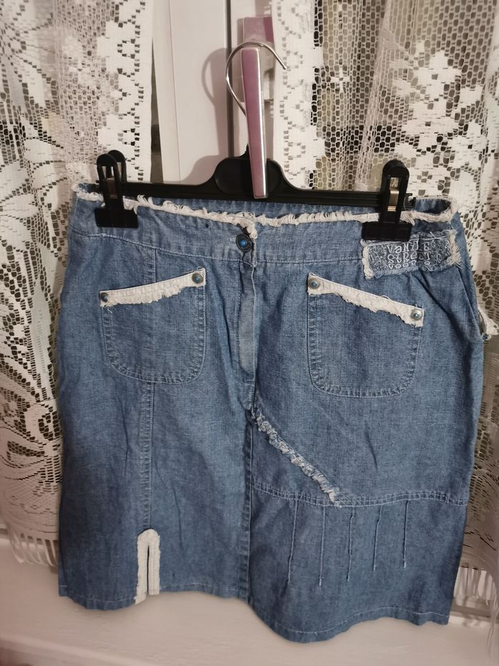 Jupe en jeans fantaisie longueur genou - photo numéro 2