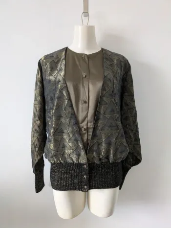 Veste chemise vintage kaki doré noir - Pisanti paris - taille 42