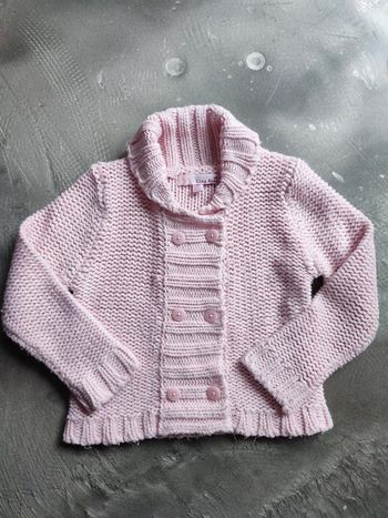 Gilet tricoté fille lisa rose 3 ans