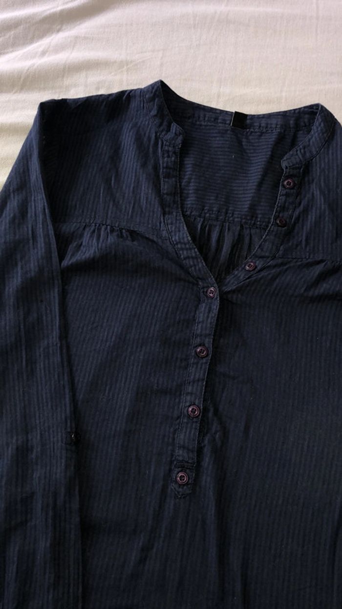 Chemise blouse bleu marine fine - photo numéro 2