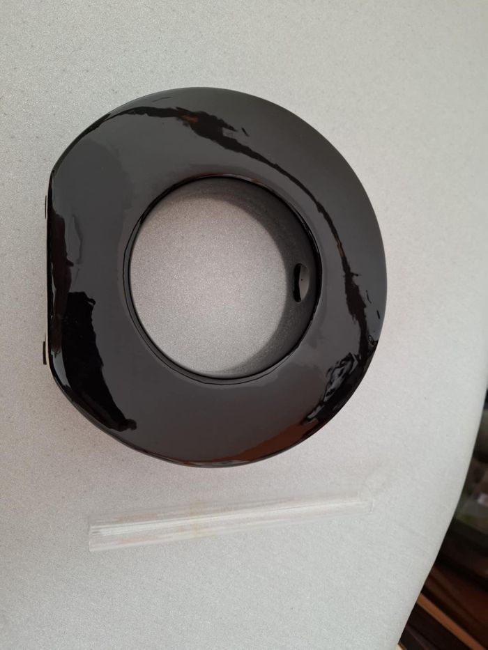 Joli vase soliflore rond céramique noire design très bon état - photo numéro 2