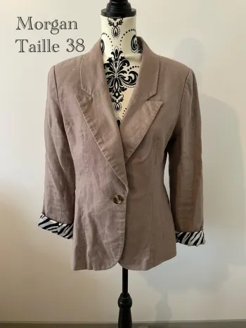 Veste / Blazer Morgan en lin à rayures zèbre - Taille 38
