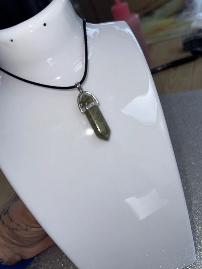 Très beau collier avec pendentif, pierre naturelle, Unakite - photo numéro 2